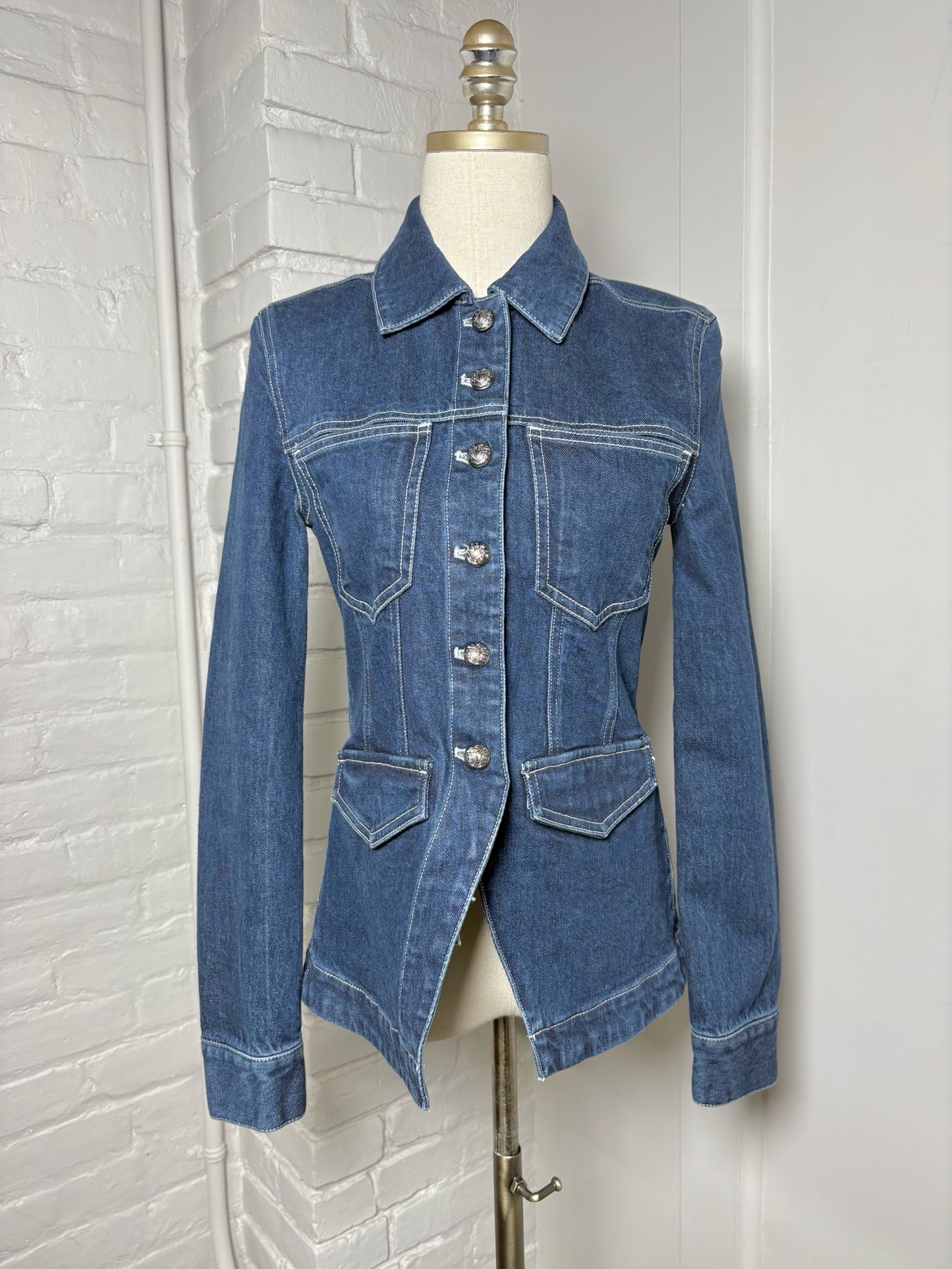 Women Size XS Veronica Beard Dark Blue Solid Cotton Jacket