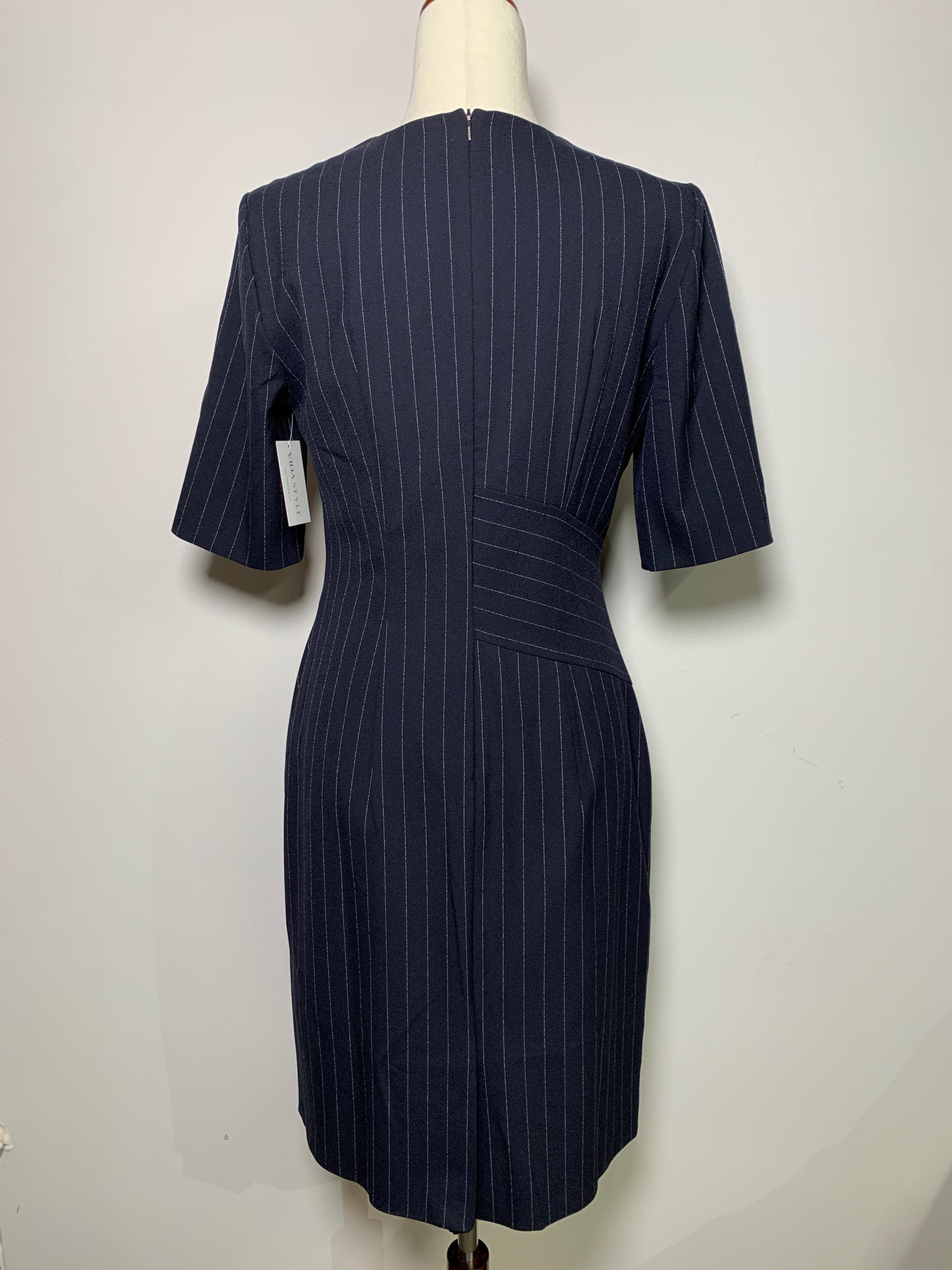 Women Size 6 BOSS Hugo Boss Blue Pinstripe Polyester Dress