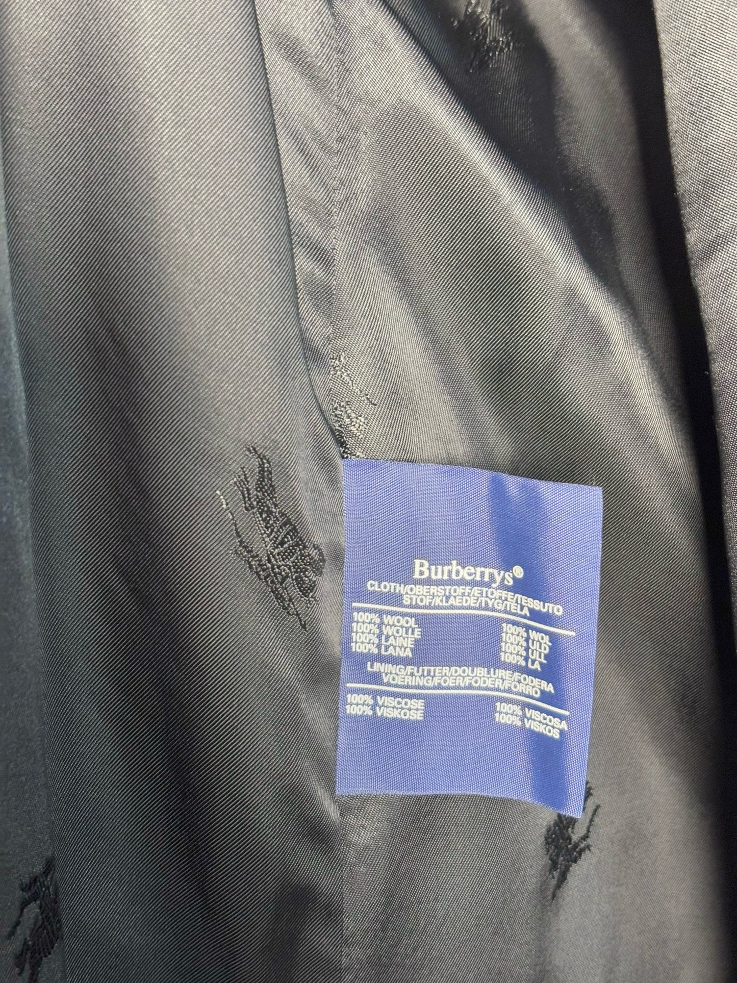 Burberry Navy 100% Wool Solid Men's Mens Size L Coat