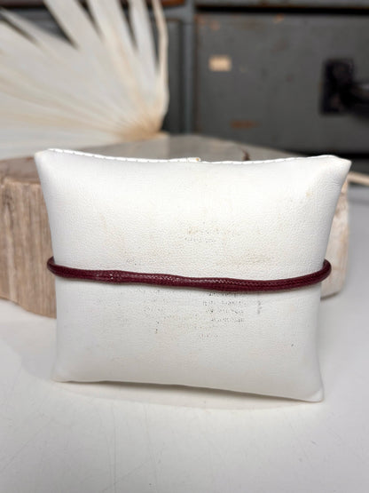 David Yurman Burgundy Leather Cord Sterling Silver Tips Bracelet