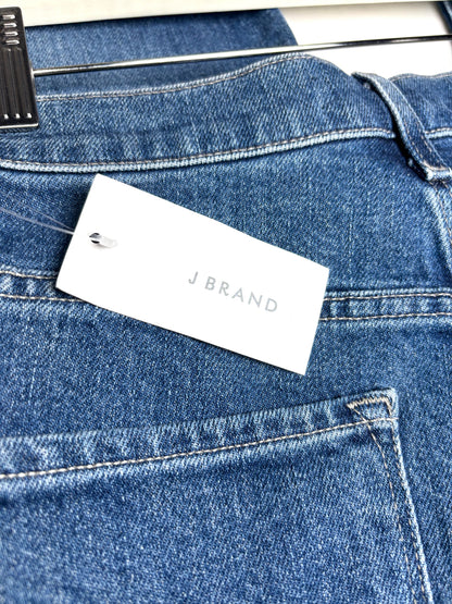 Women's Size 28 J Brand Jules Blue Crystal Accent Pre-Owned Straight Leg Frayed Hem Jeans