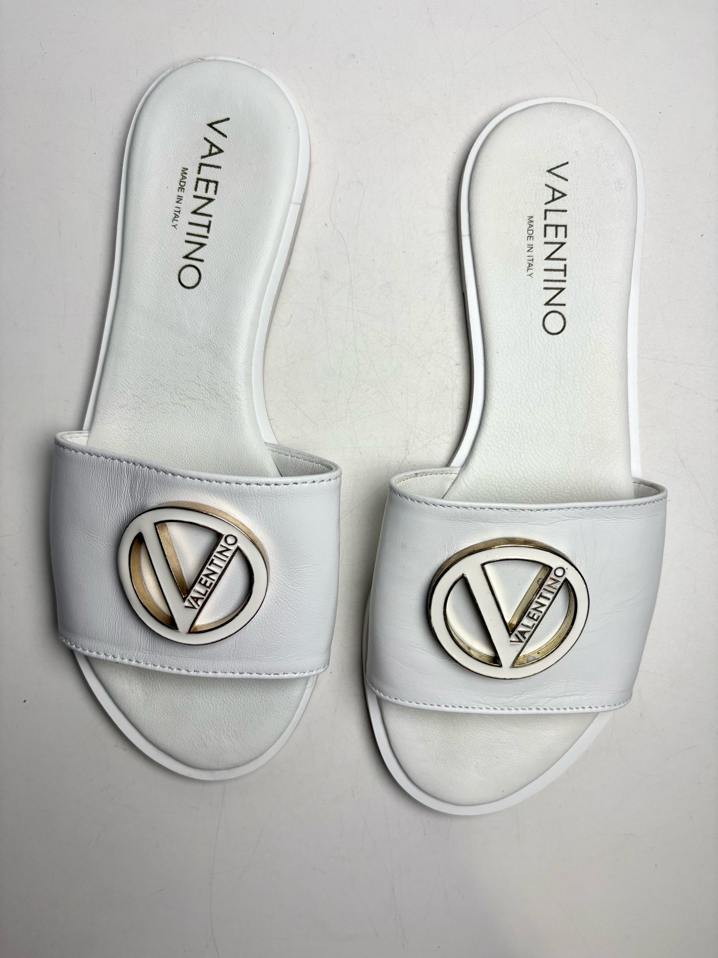 W Shoe Size 8 Mario Valentino White Leather Cowhide Women's Sandals