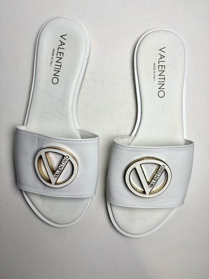 W Shoe Size 8 Mario Valentino White Leather Cowhide Women's Sandals
