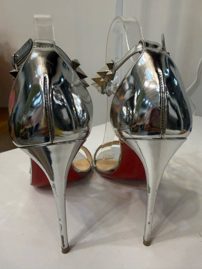 Christian Louboutin Silver Spike Open-Toe Ankle Strap | Pre-owned