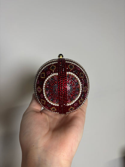 Judith Leiber Swarovski Crystals Egg Vintage Burgundy Purse