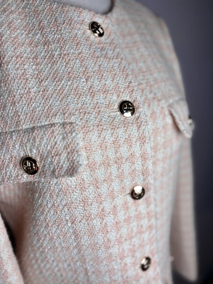 Women Size XS Anine Bing Janet Peach, Cream Houndstooth Pre-owned Jacket