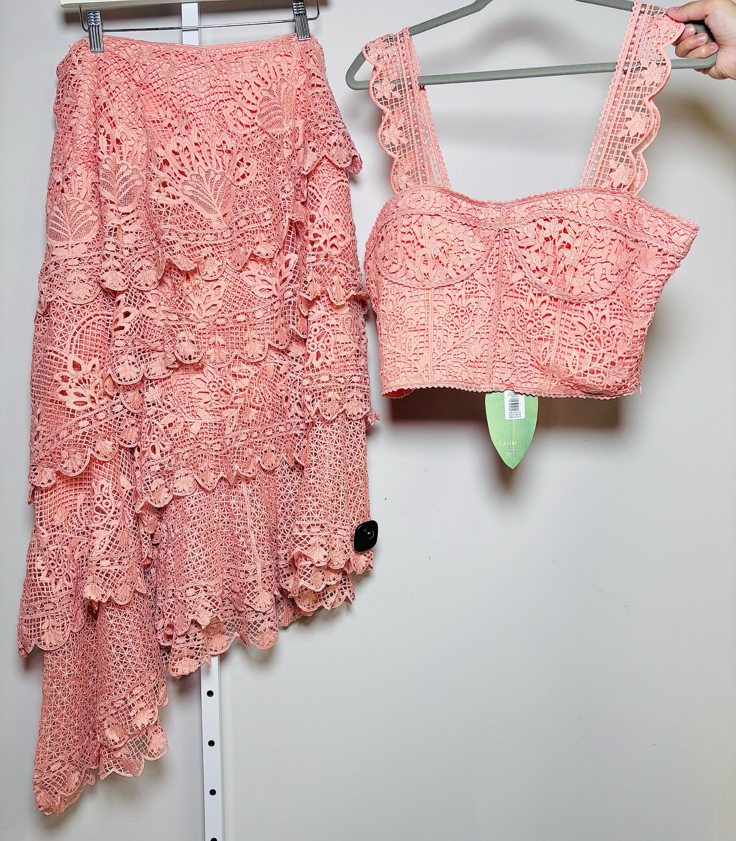 Women Size XL Farm Rio Peach Lace Skirt