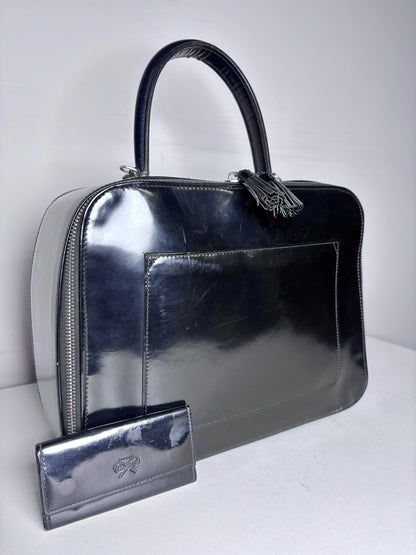 Anya Hindmarch London Solid Vintage Pre-owned Black Patent Purse