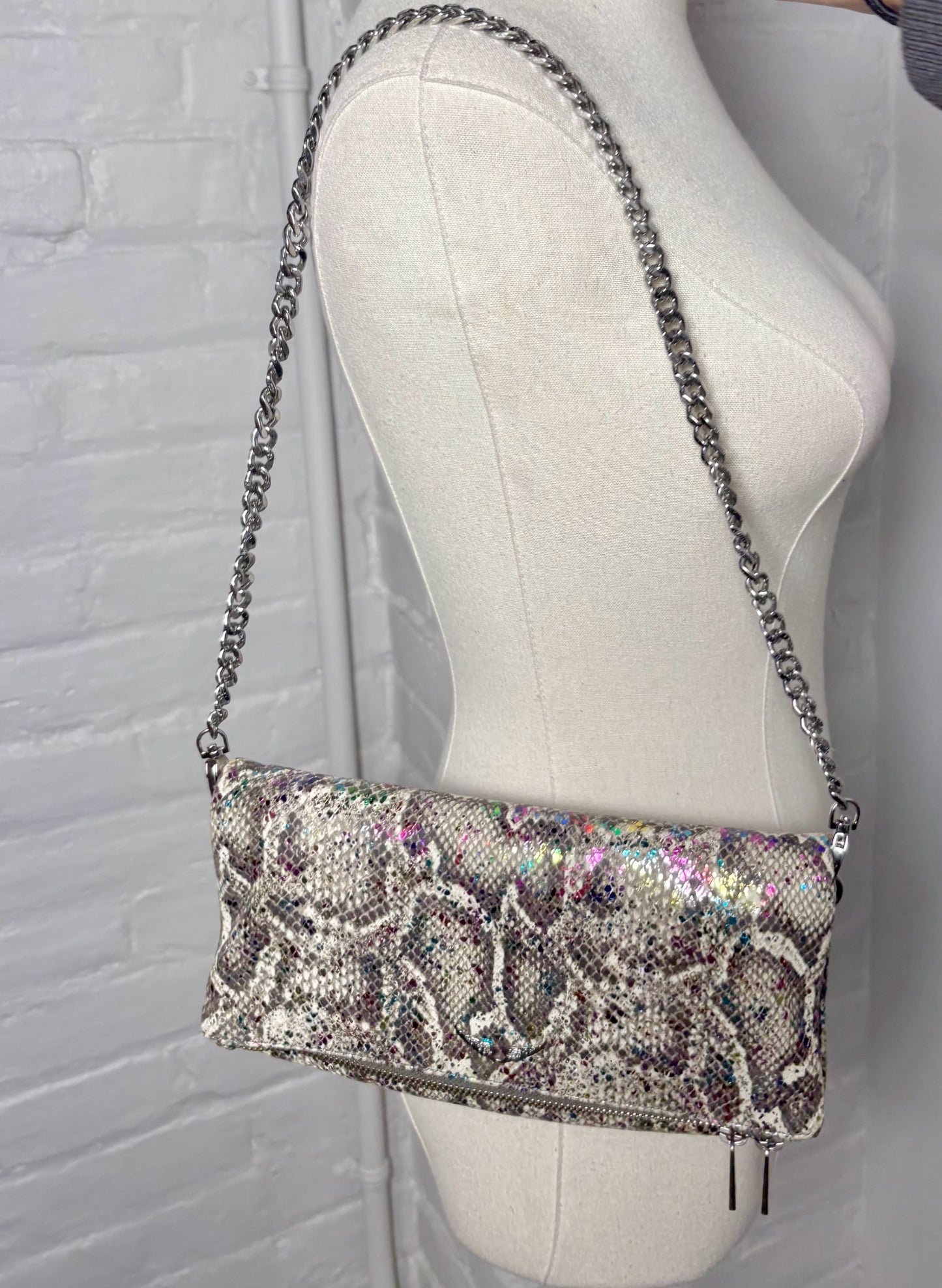 Zadig & Voltaire Snakeskin Print Leather Multi-Color Cowhide Purse