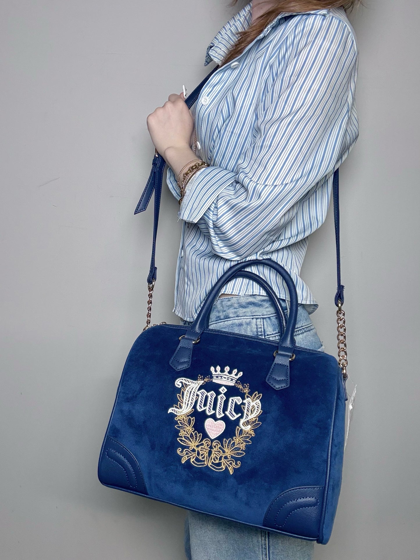 Y2K Juicy Couture Blue Logo Vintage Heritage Satchel Iconic Logo Pre-owned