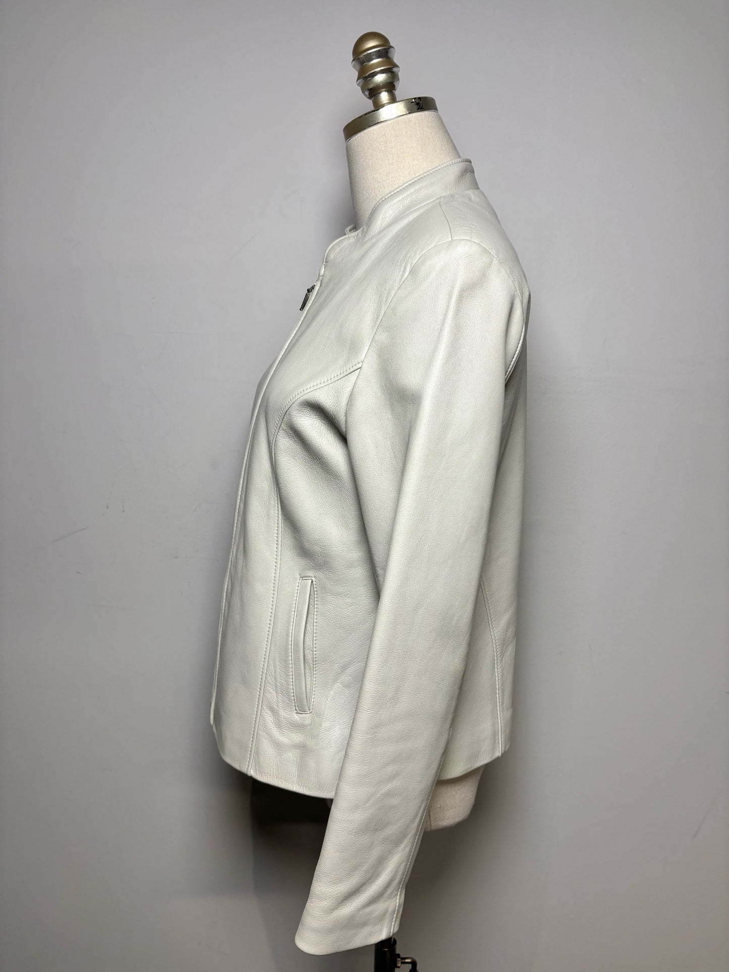 Size M San Piel Leather's House Bone Solid Women's Pure Leather Pre-owned Jacket