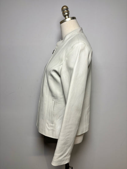 Size M San Piel Leather's House Bone Solid Women's Pure Leather Pre-owned Jacket
