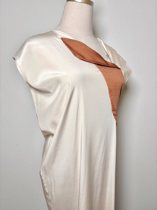 Women Size 6 Reed Krakoff Cream Colorblock Silk Blend NWT Dress