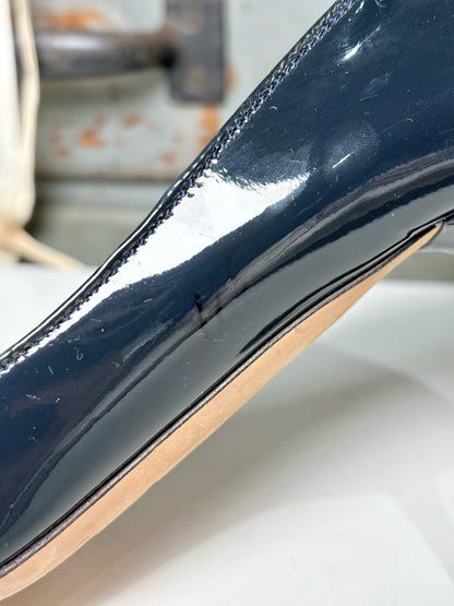 W Shoe Size 38.5 Jimmy Choo Black Leather Patent Heels