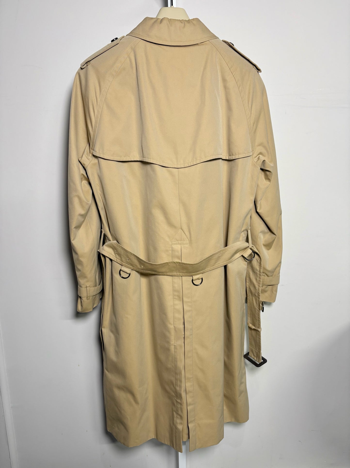 Burberry Khaki Cotton Solid Men's  Size 52L Trench Coat
