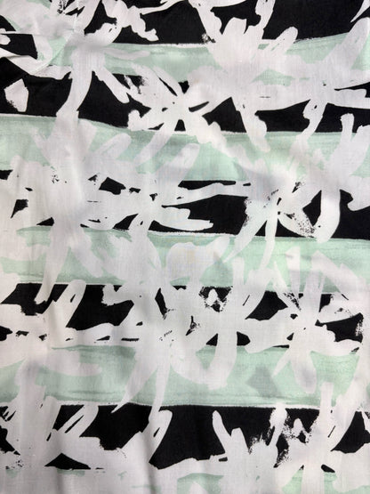Women's Size 36 (XS) Kenzo White Black & Mint Green Geometric Print Cotton Pre-Owned Shirt