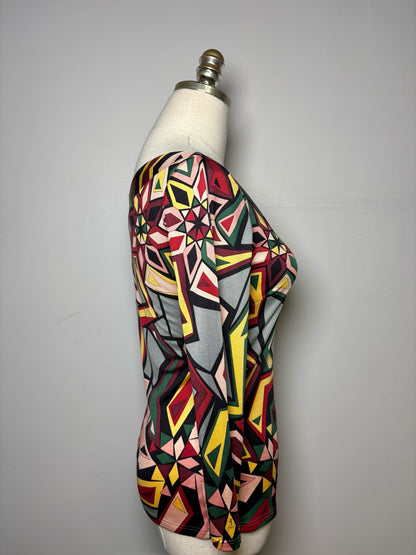 Women Size 6 Emilio Pucci Multi-Color Abstract Print Silk Top