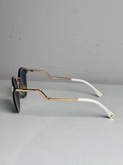 Fendi 0040/S Frameless Zig Zag Temples Women's Pre-owned Gold Metal Sunglasses
