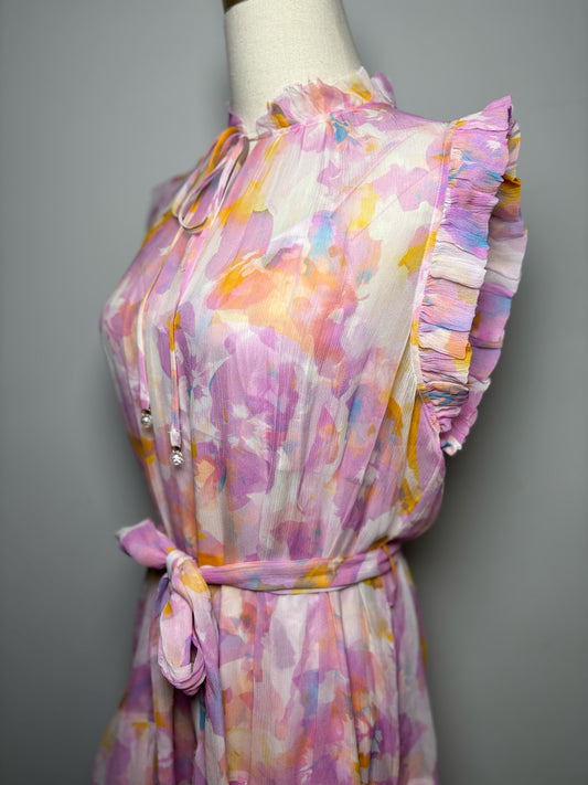 Women Size M Christy Lynn Multi-Color Print Silk NWT Dress