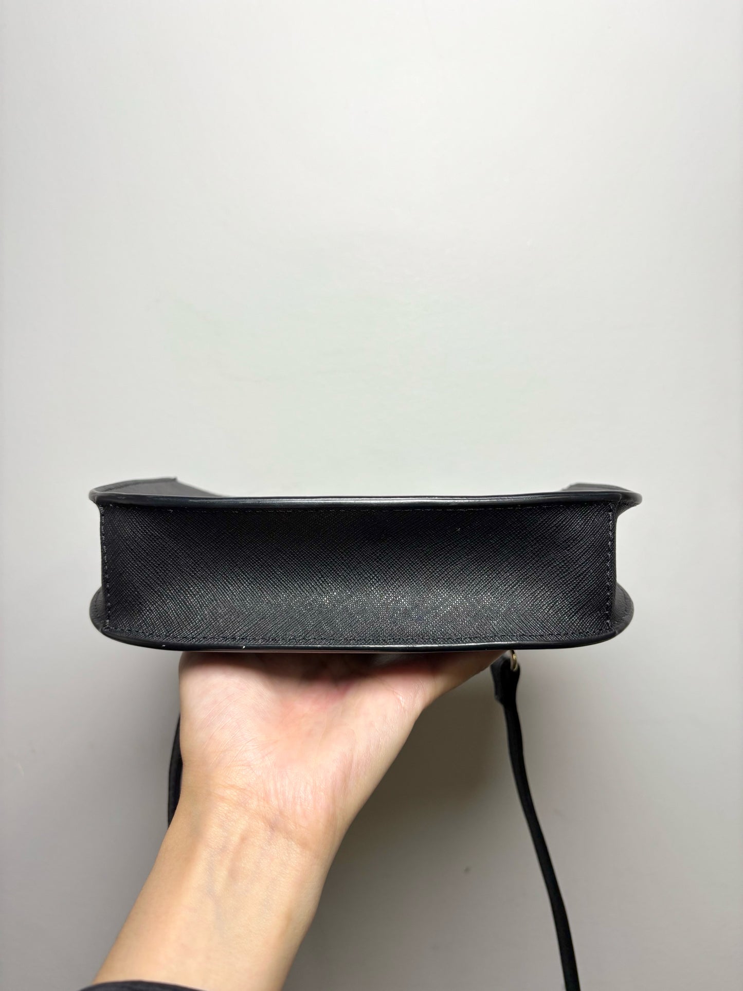 Lo&Sons Saffiano Leather Black Belt Bag