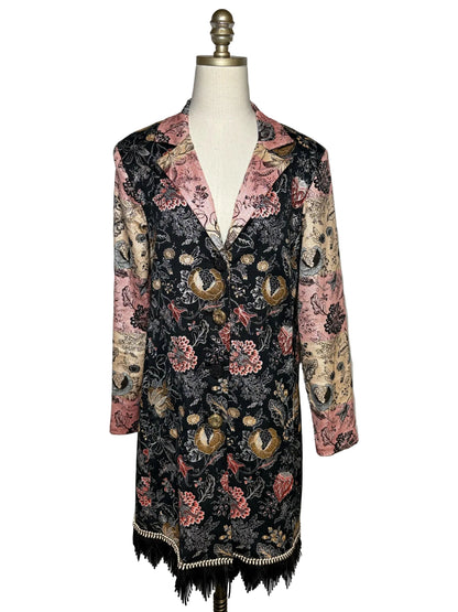 Women's Size XL Save the Queen Pink Black Gold Metallic Jacquard Pre-Owned Jacket