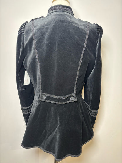 Women Size L Anne Fontaine Black Solid Velvet NWT Military/Symphonie Jacket