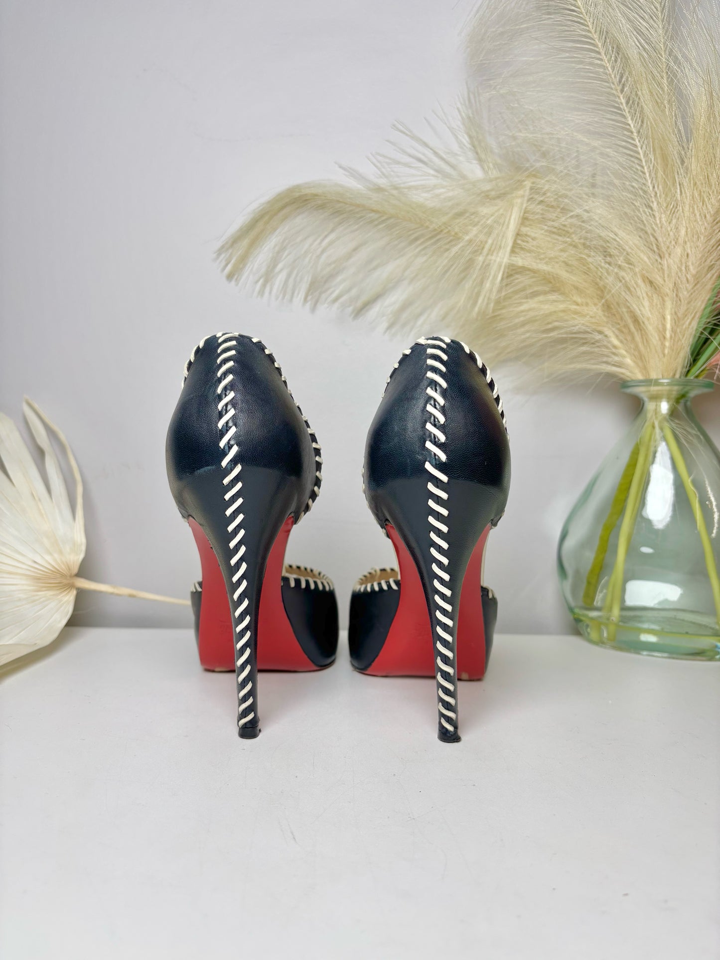 W Shoe Size 11 Christian Louboutin Blue Leather Cowhide Heels