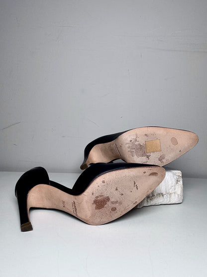 W Shoe Size 35.5 (5-5.5 US) Jil Sander D'orsay Black Leather  Pre-owned Heels