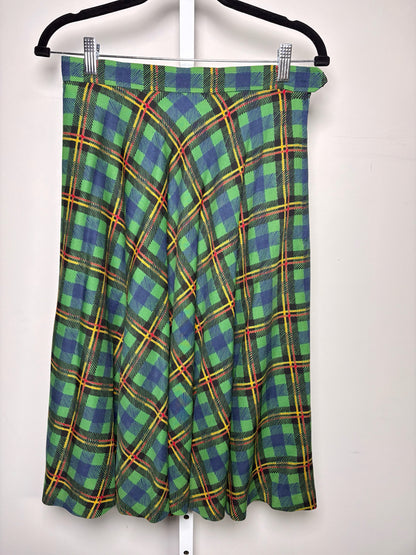 Women Size 42 ( 6 US) Saint Laurent Green Plaid Vintage Skirt