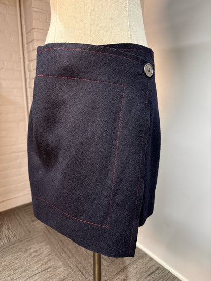 Women Size M Yoshi Kondo Navy Blue Solid Vintage 100% Wool 2 Piece Set