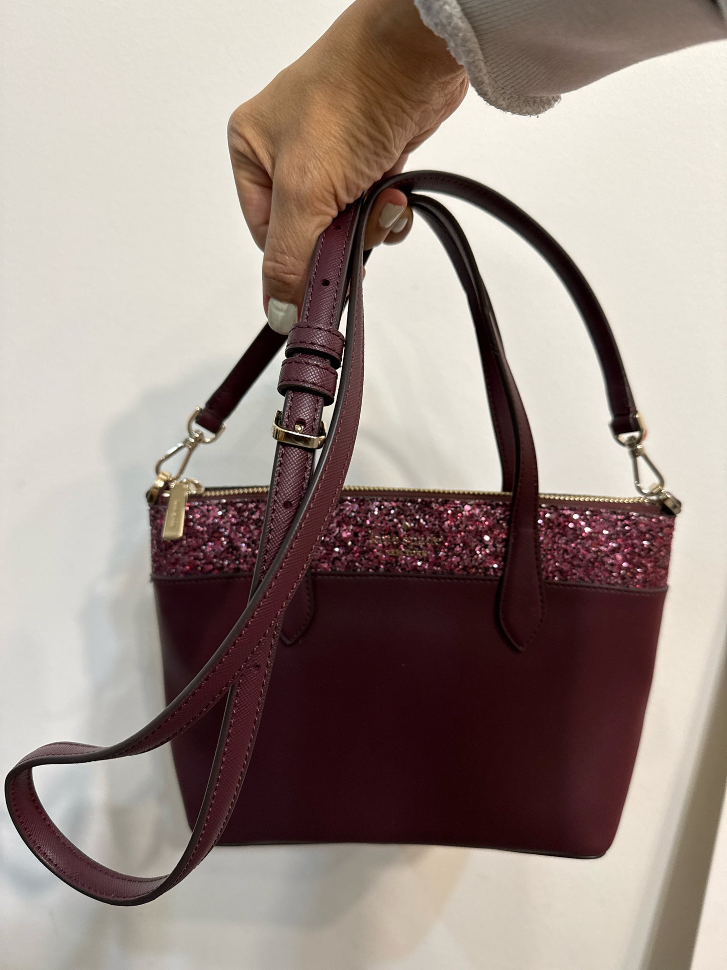 Kate Spade New York Solid w/Glitter Saffiano Leather Satchel Bag