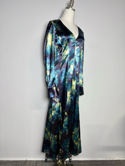 Women Size M Ulla Johnson Azrou Blue, Green Print Pre-owned, NWT Midi Dress