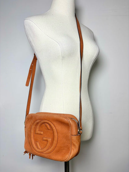 Gucci Solid Suede Leather Rust Orange Disco Purse