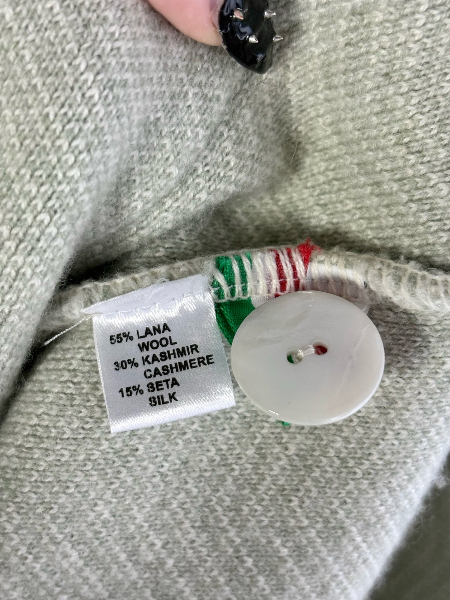 Women Size 42 ( 6 US) Adesi Pistachio Green Chevron Cashmere Pre-owned Sweater