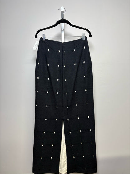 W Sz 36 Jil Sander Black Cutouts Wool w/Cotton Lining Skirt Pre-owned Vintage