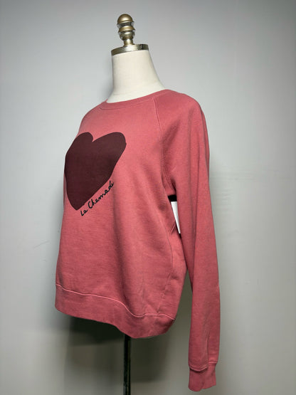 Women Size S Sézane Rosewood/Burgundy Heart La Chamade Pre-Owned Cotton Sweatshirt