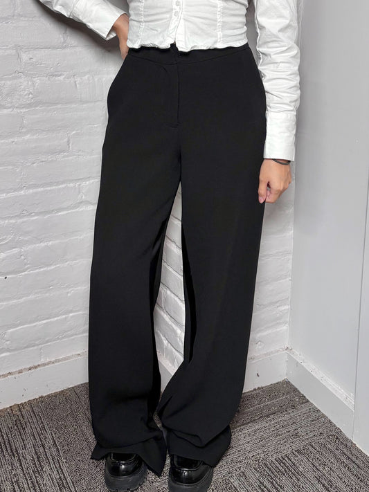 Women Size 2 Prabal Gurung Black Tuxedo Flowy Leg Pants