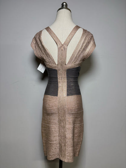 Women Size S Herve Leger Paris rose gold & gray Metallic Women's Dress