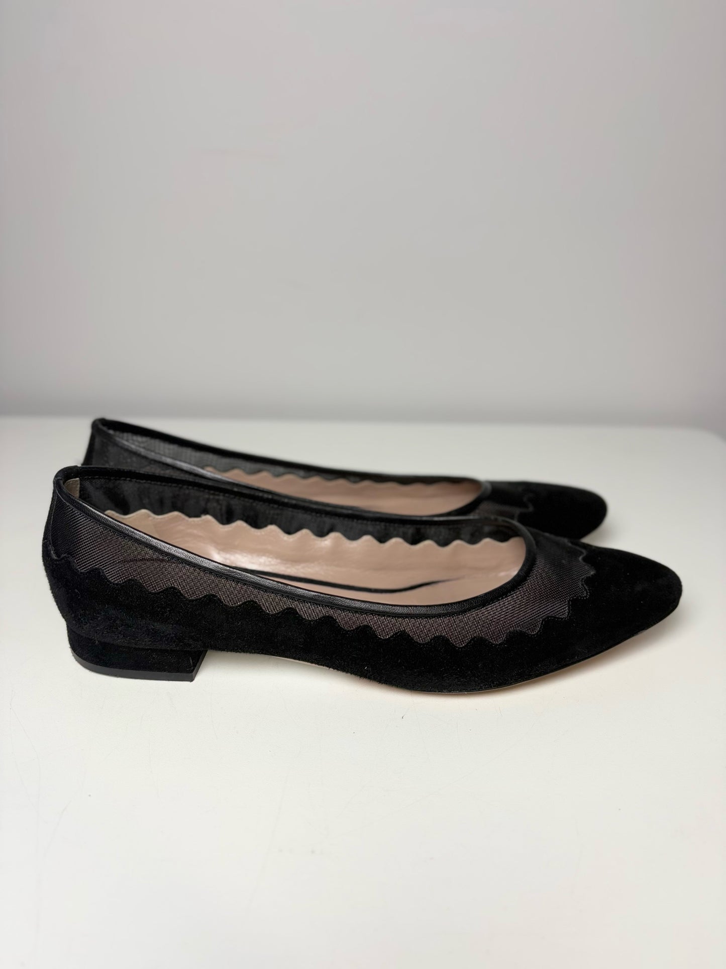 W Shoe Size 38 (7.5 - 8) Chloe Black Suede Flats