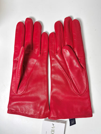 Madova Small Red Leather, Cashmere Ladies Gloves