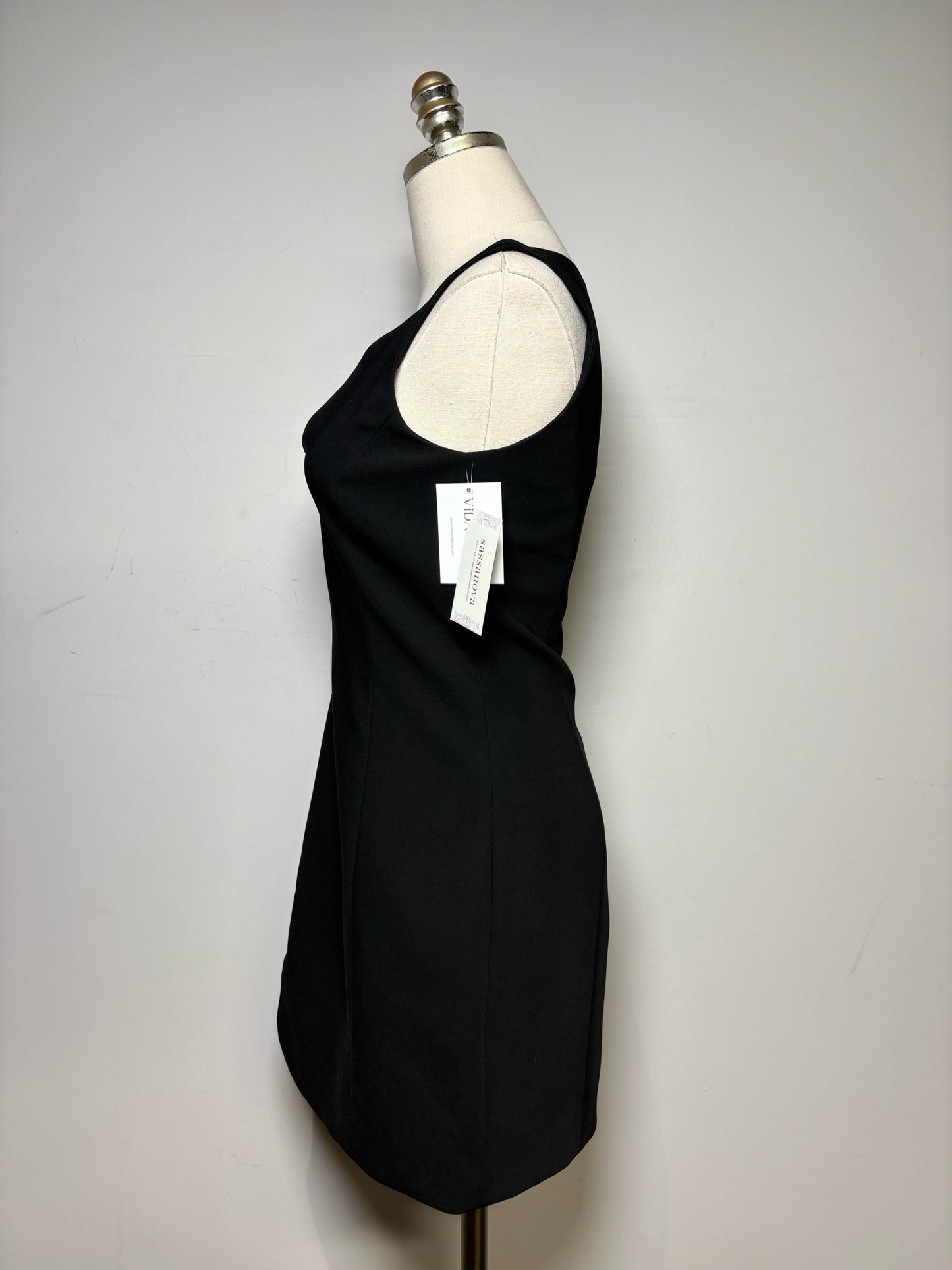 NWT/Pre-Owned XS Amanda Uprichard Black Solid Polyester Women's Dress
