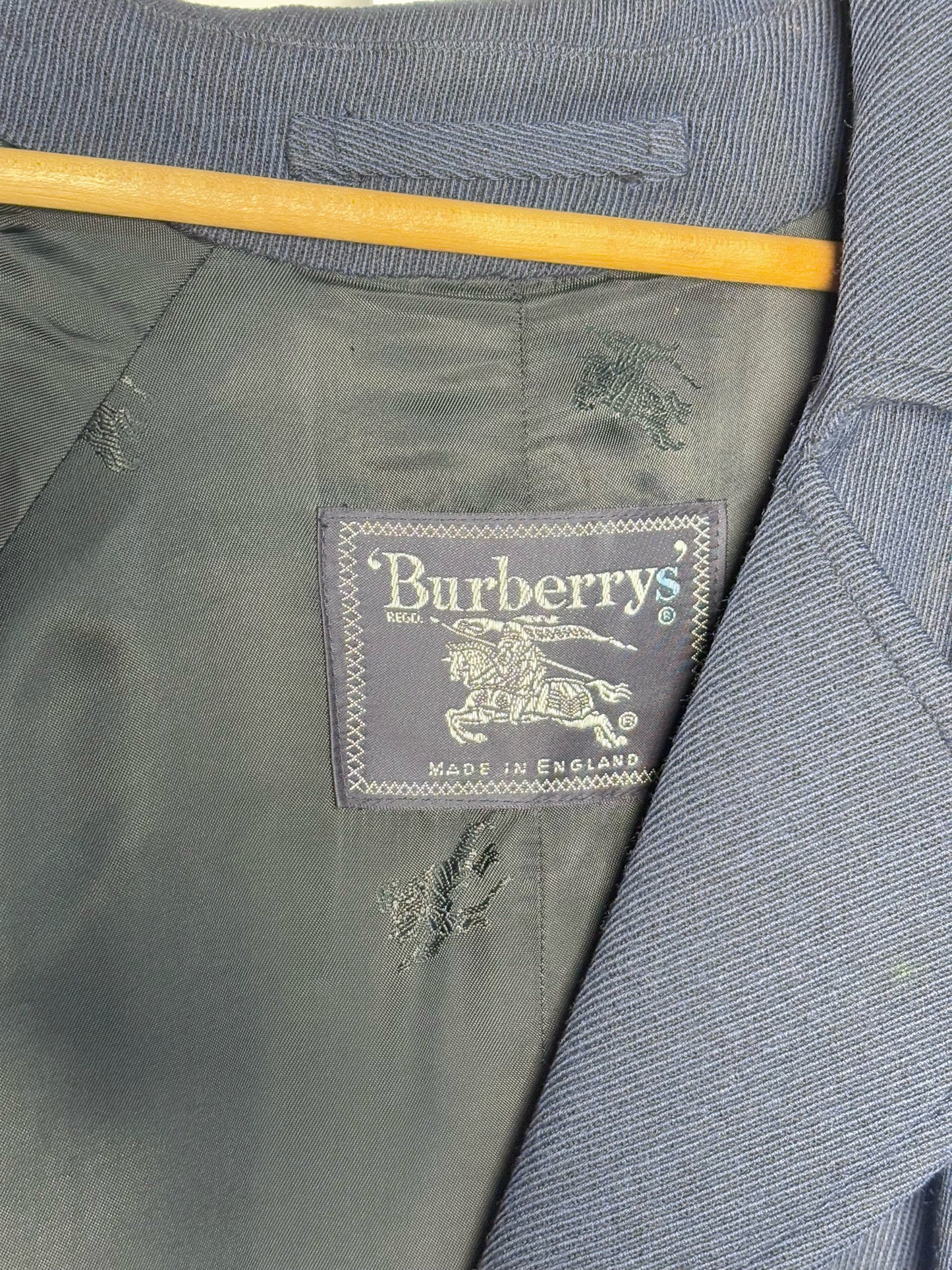 Burberry Navy 100% Wool Solid Men's Mens Size L Coat