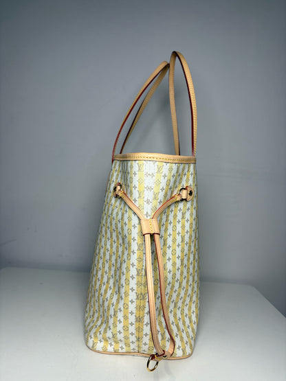 Authentic Louis Vuitton Neverfull MM Monogram Stamp Banane Authentic Pre-Owned Tote Bag with Pouch