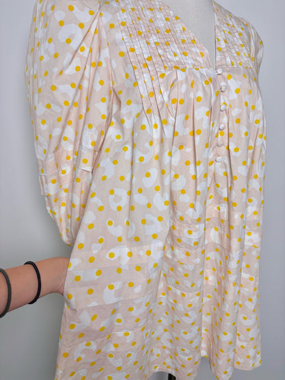 Women Size M Hunter Bell Pink,white,yellow Abstract Art Cotton Dress