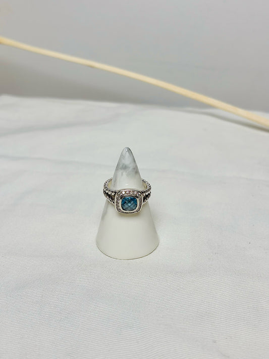 Sterling Silver David Yurman Topaz, Diamonds Sz 6, 7 mm Petite Albion Ring