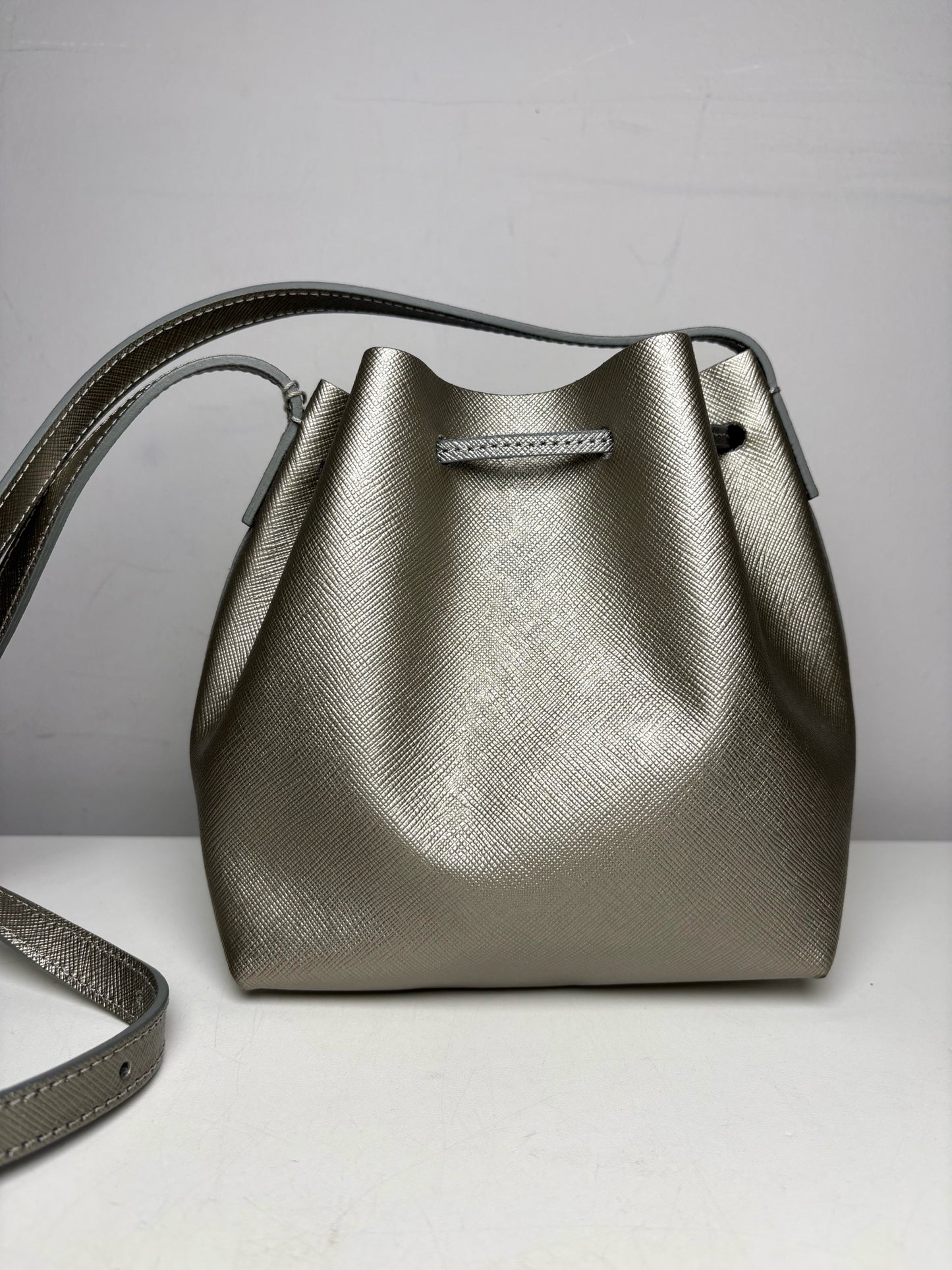 Women's Lancaster Paris Solid Saffiano Leather NWT Silver Mini Purse