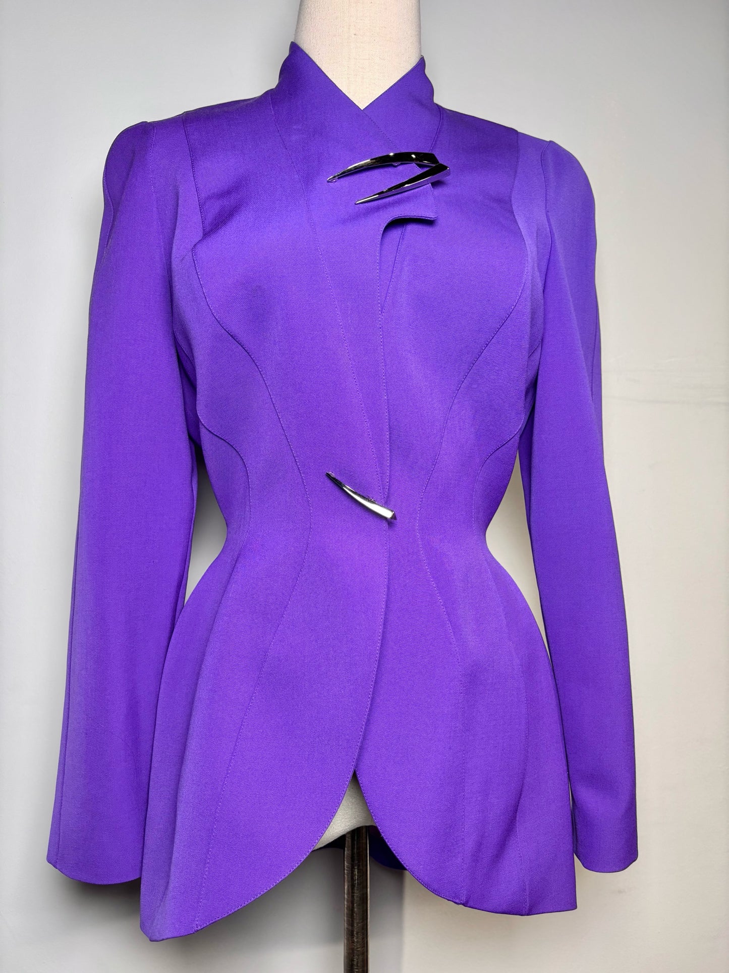 Women Size 36 (4 US) Thierry Mugler Paris Purple Solid Vintage 2 Piece Set