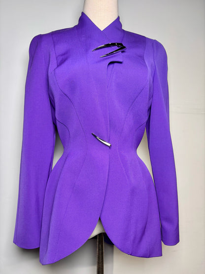 Women Size 36 (4 US) Thierry Mugler Paris Purple Solid Vintage 2 Piece Set