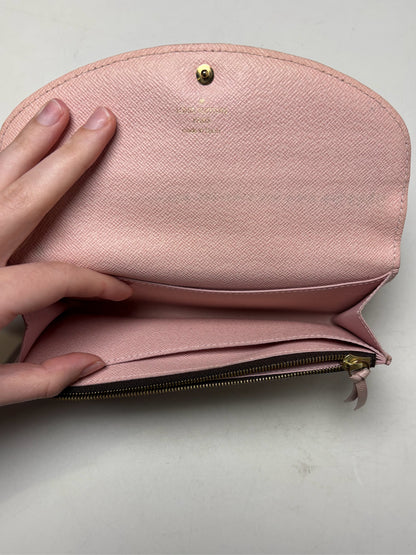Women's Louis Vuitton Damier Ebene Caissa Rose Pink Brown Coated Canvas 2016 Pre-Owned Wallet