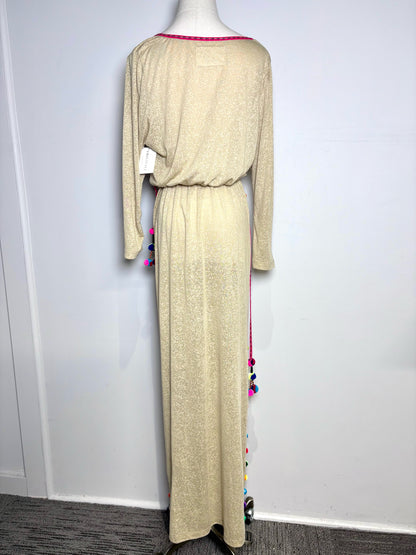 Women Size Standard Pitusa Khaki Pom Pom Trim Pure Cotton Women's Cover Up